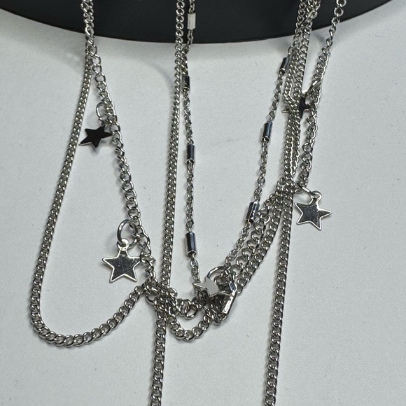 Lab Created White Opal Layered Link Chain
Necklace with Star Charms - Picture 2 of 3